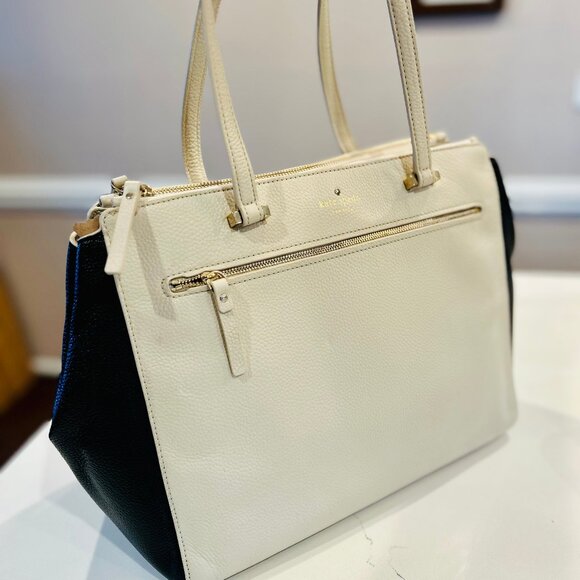 Kate Spade Matthews Drive Pebbled Leather Holland Satchel - Black and Ivory - Picture 16 of 16